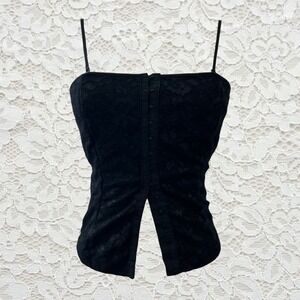 vintage express black lace hook eye corset tank top